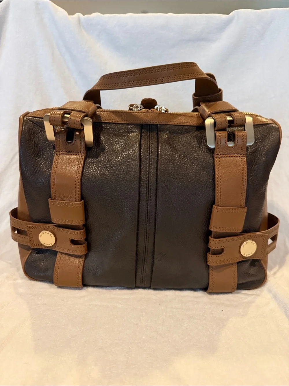 Michael Kors Leather Two-Tone Brown & Tan Women's Satchel